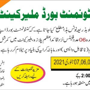 Auction of 6x Flats near Quaid-e-Azam Square Plaza, Malir Cantt