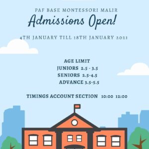 Admission Open in PAF Base Montessori Malir