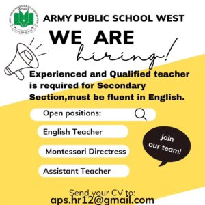 Exciting Opportunities for Qualified and Experienced Teachers at APS West