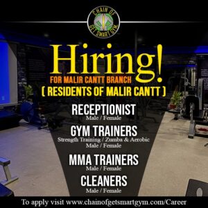 Join Get Smart Gym Team in Malir Cantt! Exciting Career Opportunities Await!
